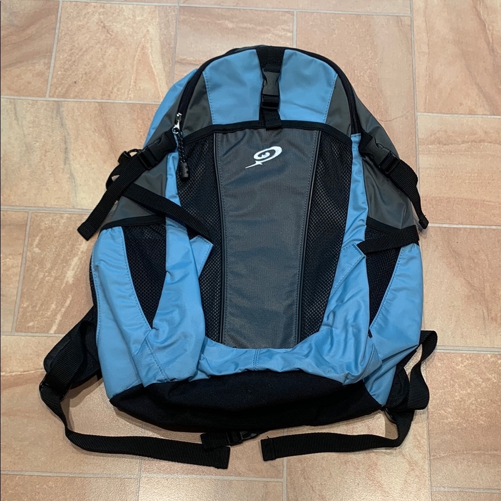Vintage Men's Light Blue & Black Bike Cycling Backpack